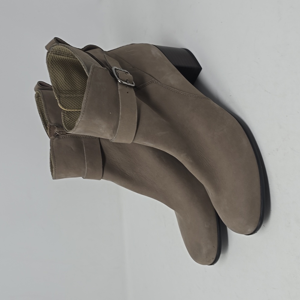 Ecco Dress Classic 35 Buckle Ankle Boots Nubuck Leather Taupe Color Size 10